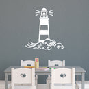 Vinyl Wall Art Decal - Lighthouse Waves - 18.5" X 16.5" - Light Shape Cute Modern Trendy Beacon Ocean Navy Design For Home Office Living Room Bedroom Store Decor 2