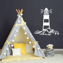 Vinyl Wall Art Decal - Lighthouse Waves - 18.5" X 16.5" - Light Shape Cute Modern Trendy Beacon Ocean Navy Design For Home Office Living Room Bedroom Store Decor 3