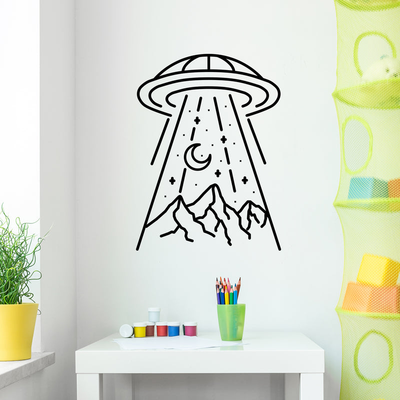 Vinyl Wall Art Decal - Alien Abduction - 17. Trendy Quote UFO Design Sticker for Home Living Room Kids Room Playroom Nursery Daycare Classroom Office Decor 2