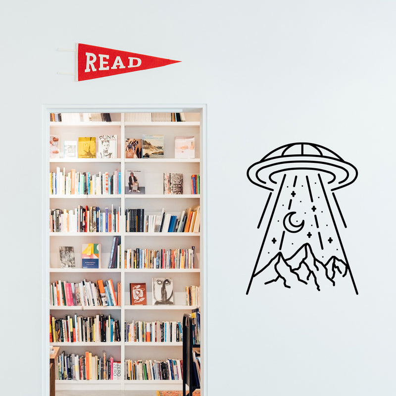 Vinyl Wall Art Decal - Alien Abduction - 17. Trendy Quote UFO Design Sticker for Home Living Room Kids Room Playroom Nursery Daycare Classroom Office Decor 3