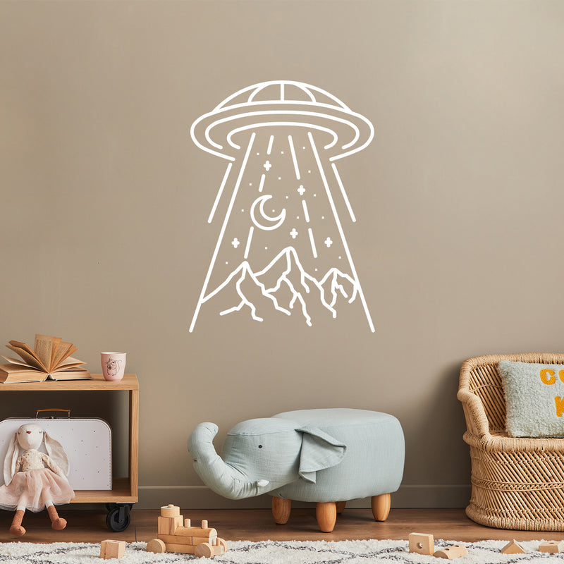 Vinyl Wall Art Decal - Alien Abduction - 17.5" x 13" - Trendy Quote UFO Design Sticker For Home Living Room Kids Room Playroom Nursery Daycare Classroom Office Decor 2