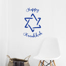 Vinyl Wall Art Decal - Happy Hanukkah Star Of David - 25" x 16" - Grateful Inspirational Holiday Season Quote Sticker For Home Entry Door Dining Room Living Room Decor 3