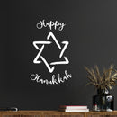 Vinyl Wall Art Decal - Happy Hanukkah Star Of David - 25" x 16" - Grateful Inspirational Holiday Season Quote Sticker For Home Entry Door Dining Room Living Room Decor 3