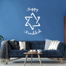 Vinyl Wall Art Decal - Happy Hanukkah Star Of David - 25" x 16" - Grateful Inspirational Holiday Season Quote Sticker For Home Entry Door Dining Room Living Room Decor 2