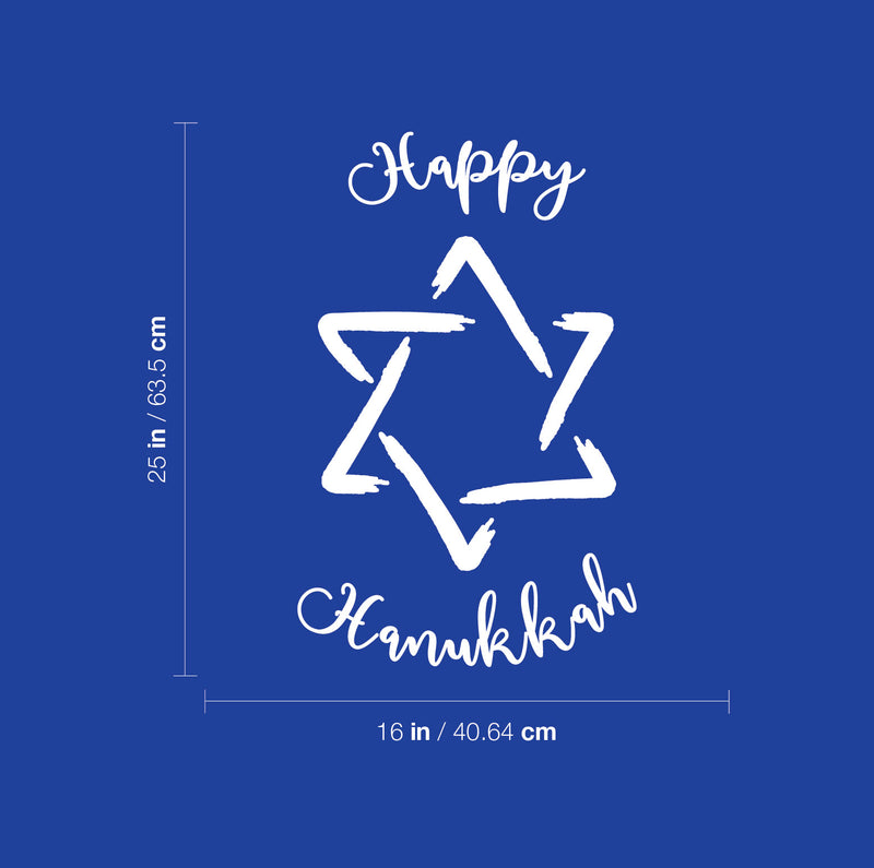 Vinyl Wall Art Decal - Happy Hanukkah Star Of David - 25" x 16" - Grateful Inspirational Holiday Season Quote Sticker For Home Entry Door Dining Room Living Room Decor 4