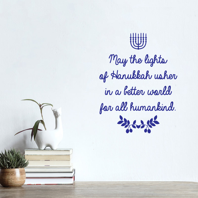 Vinyl Wall Art Decal - May The Lights Of Hanukkah - 25" x 16" - Grateful Inspirational Holiday Season Quote Sticker For Home Entry Door Dining Room Living Room Decor 2