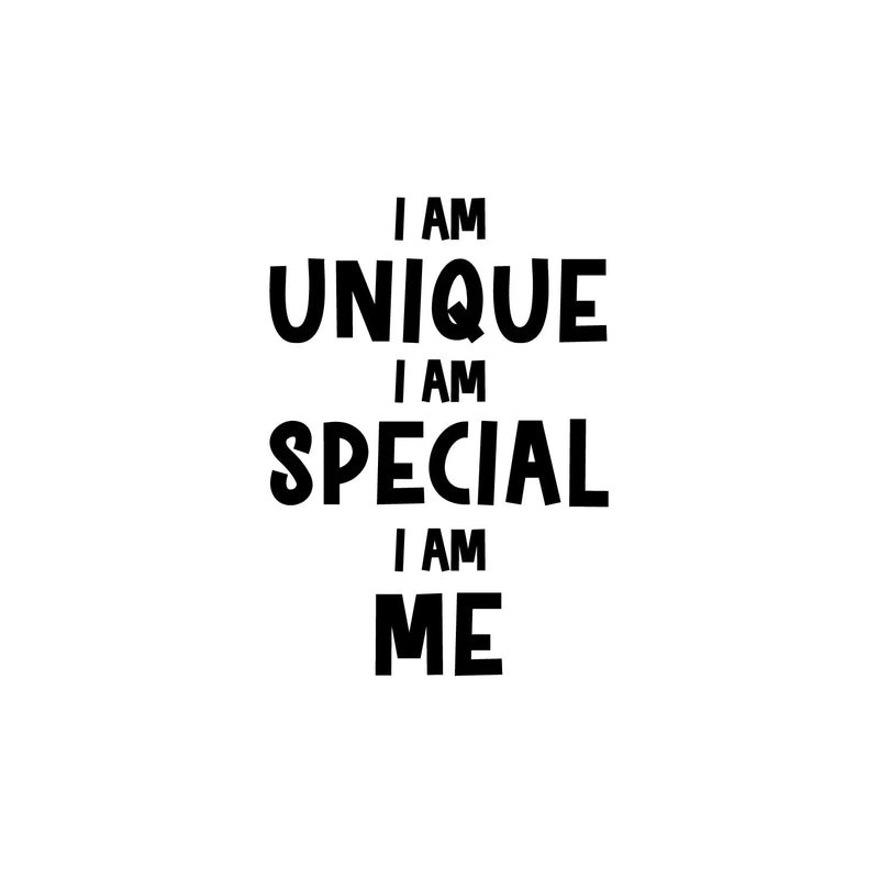 Vinyl Wall Art Decal - I Am Unique I Am Special I Am Me - Modern Cute Funny Lovely Quote Sticker For Home Kids Room Baby's Nursery Playroom Kindergarten Daycare Decor 1