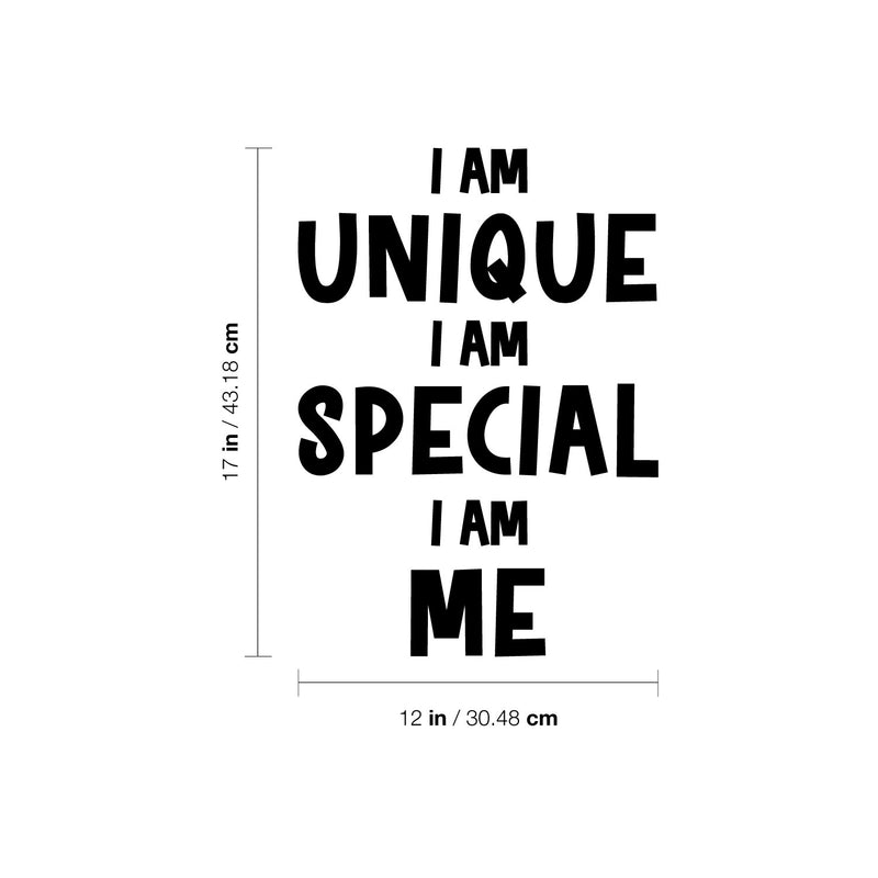 Vinyl Wall Art Decal - I Am Unique I Am Special I Am Me - Modern Cute Funny Lovely Quote Sticker For Home Kids Room Baby's Nursery Playroom Kindergarten Daycare Decor 4