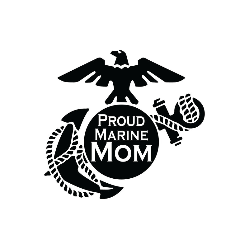 Vinyl Wall Art Decal - Proud Marine Mom - 5.5" x 5.5" - Modern Motivational Quote Sticker For Bedroom Mirror Notebooks Laptops Bumper Stickers Car Windows Decor 1