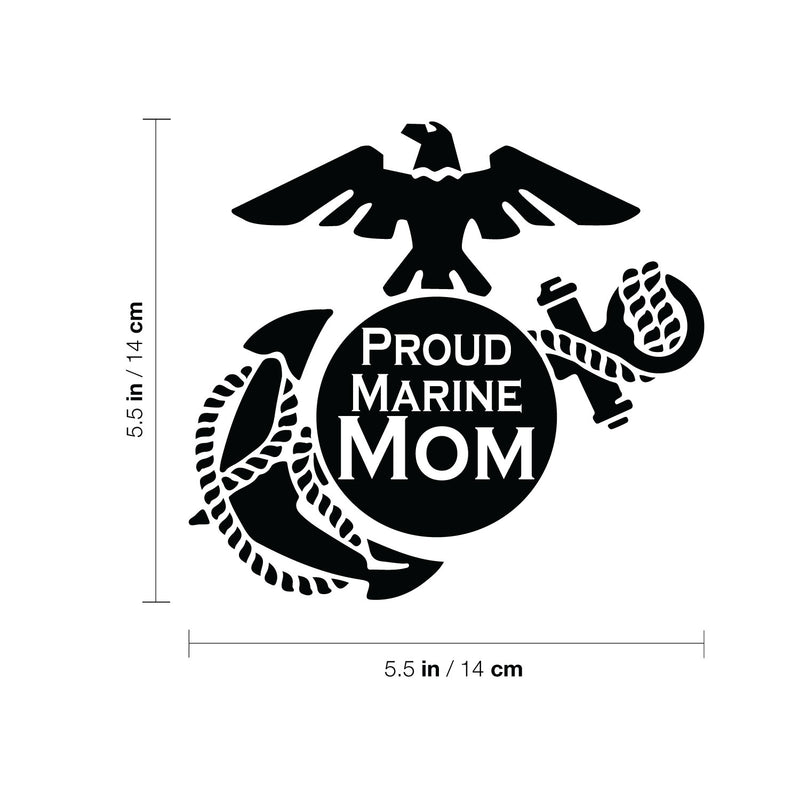 Vinyl Wall Art Decal - Proud Marine Mom - 5.5" x 5.5" - Modern Motivational Quote Sticker For Bedroom Mirror Notebooks Laptops Bumper Stickers Car Windows Decor 4