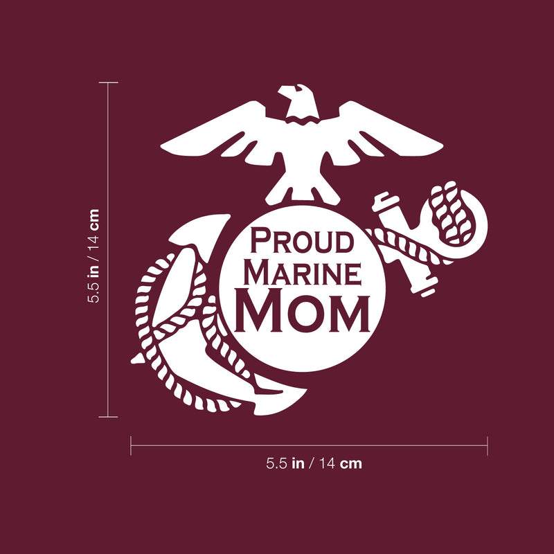 Vinyl Wall Art Decal - Proud Marine Mom - 5.5" x 5.5" - Modern Motivational Quote Sticker For Bedroom Mirror Notebooks Laptops Bumper Stickers Car Windows Decor 4