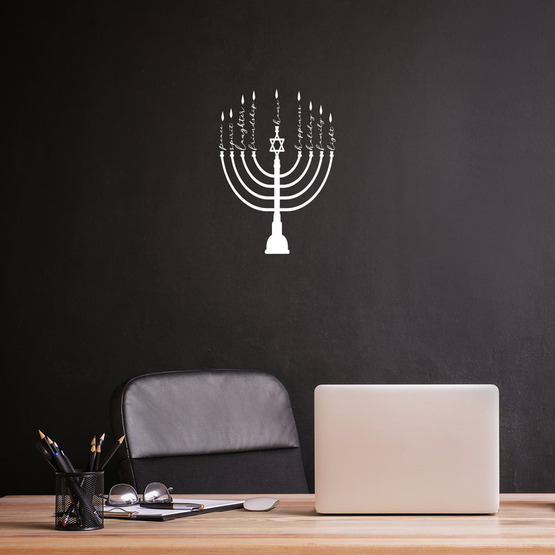 Vinyl Wall Art Decal - Hanukkiah Meaning - 17" x 12" - Modern Lovely Jewish Holiday Inspiring Sticker For Home Family Room Dining Room Coffee Shop Storefront Hebrew Culture Decor 2