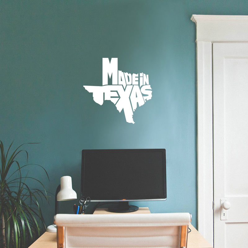 Vinyl Wall Art Decal - Made In Texas - 15" x 17" - Trendy Motivational Texas State Design Sticker For Home Living Room Office School Classroom Coffee Shop Storefront Windows Decor 3