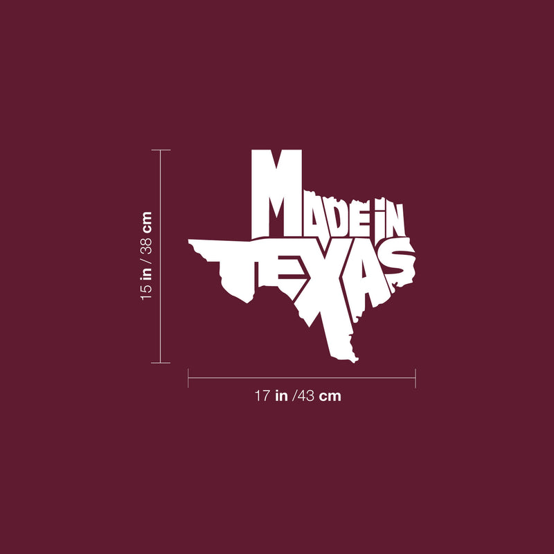 Vinyl Wall Art Decal - Made In Texas - 15" x 17" - Trendy Motivational Texas State Design Sticker For Home Living Room Office School Classroom Coffee Shop Storefront Windows Decor 4