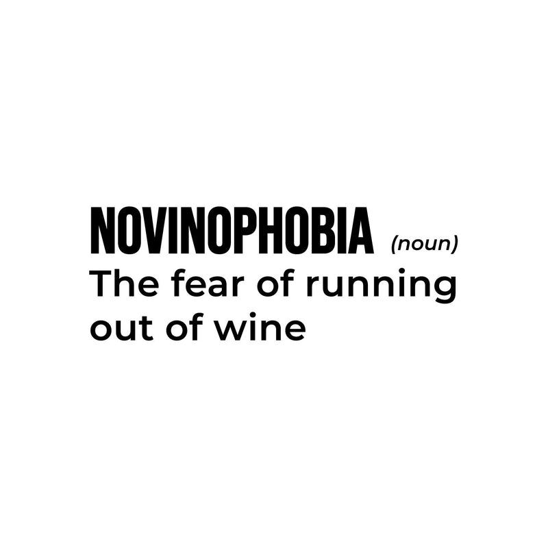 Vinyl Wall Art Decal - Novinophobia. The Fear Of Running Out Of Wine - 7" x 19" - Trendy Funny Adult Joke Sticker For Home Kitchen Restaurant Bar Coffee Shop Liquor Storefront Decor 1