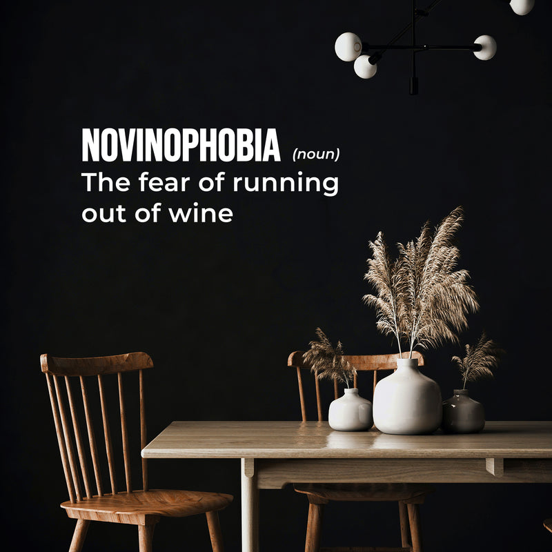 Vinyl Wall Art Decal - Novinophobia. The Fear Of Running Out Of Wine - 7" x 19" - Trendy Funny Adult Joke Sticker For Home Kitchen Restaurant Bar Coffee Shop Liquor Storefront Decor 3