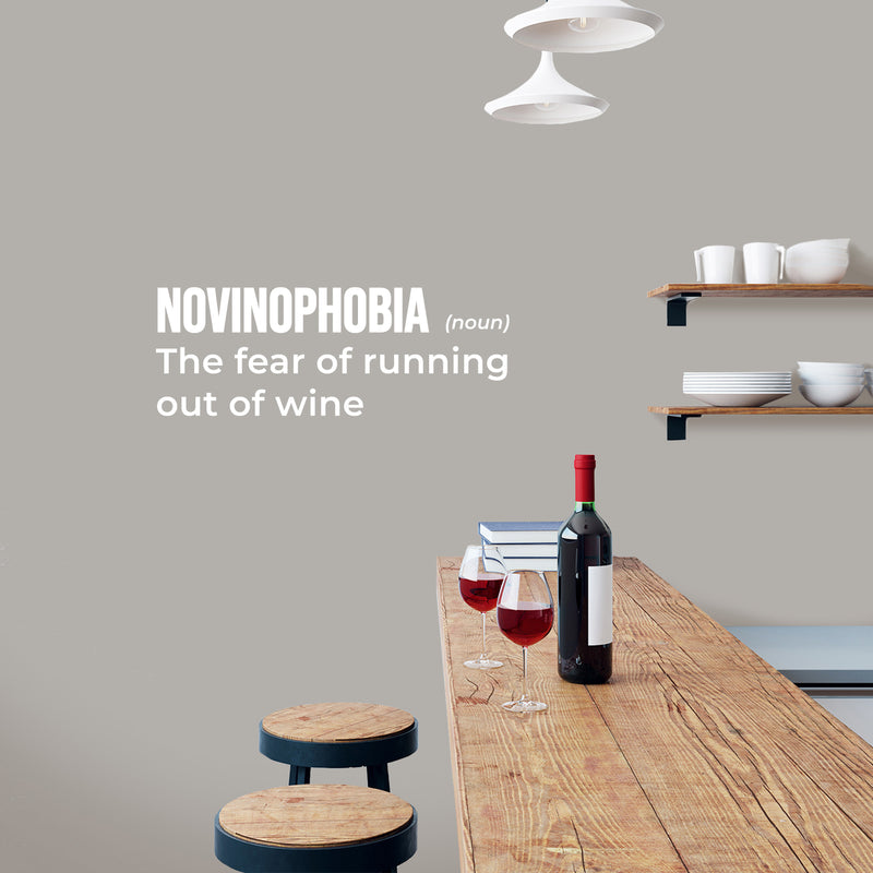 Vinyl Wall Art Decal - Novinophobia. The Fear Of Running Out Of Wine - 7" x 19" - Trendy Funny Adult Joke Sticker For Home Kitchen Restaurant Bar Coffee Shop Liquor Storefront Decor 2