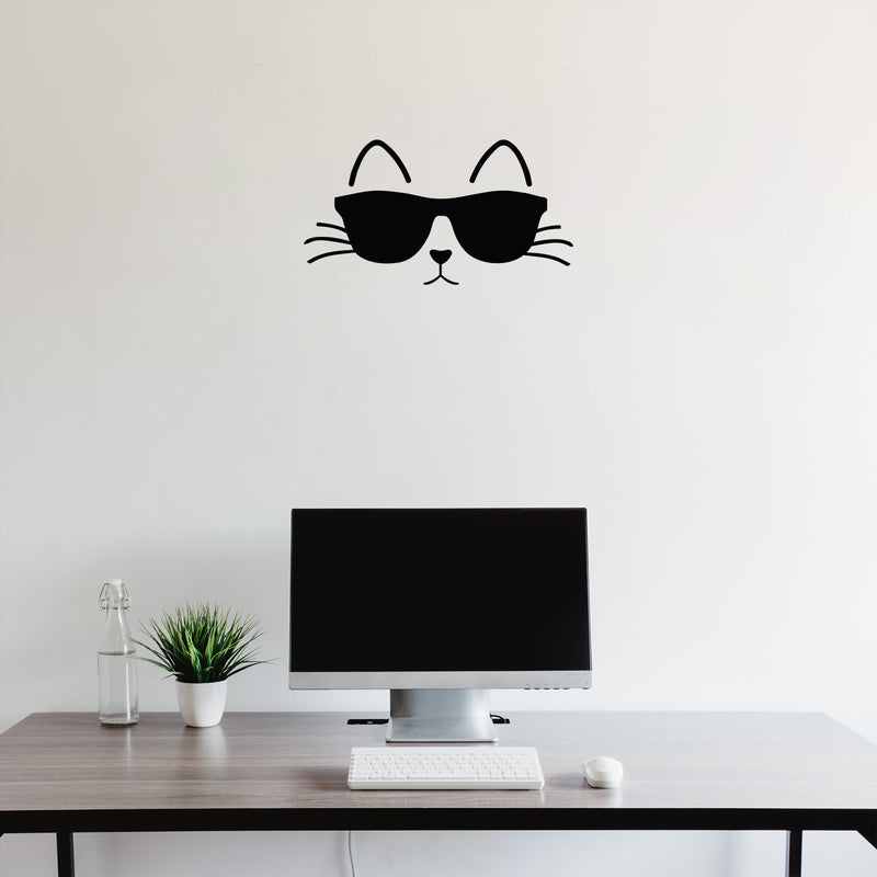 Vinyl Wall Art Decal - Cat Glasses - 14" x 26" - Modern Inspirational Cute Kitten Design Sticker For Home Vet Office Bedroom Living Room Pet Lovers Decor 3