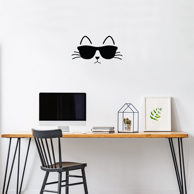 Vinyl Wall Art Decal - Cat Glasses - Modern Inspirational Cute Kitten Design Sticker For Home Vet Office Bedroom Living Room Pet Lovers Decor 2