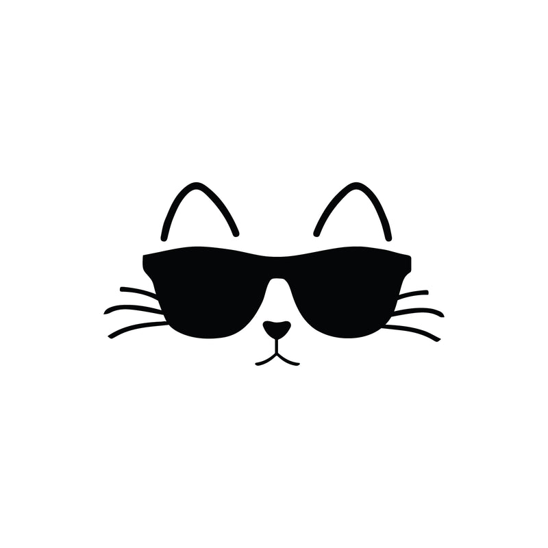 Vinyl Wall Art Decal - Cat Glasses - 14" x 26" - Modern Inspirational Cute Kitten Design Sticker For Home Vet Office Bedroom Living Room Pet Lovers Decor 1