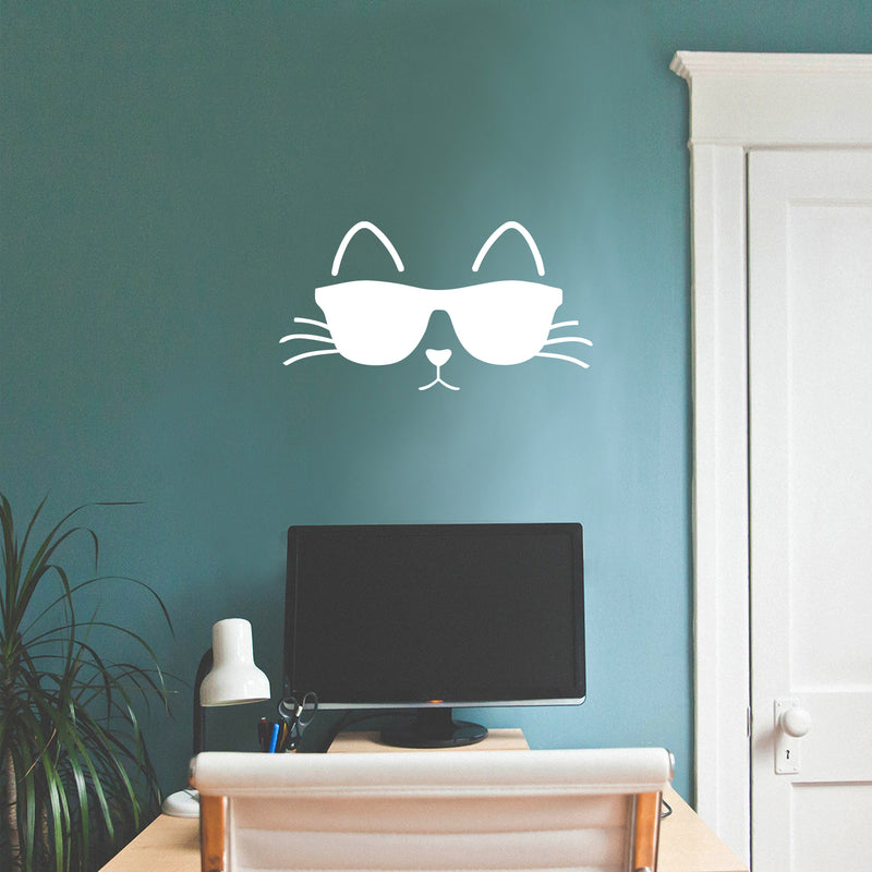 Vinyl Wall Art Decal - Cat Glasses - 14" x 26" - Modern Inspirational Cute Kitten Design Sticker For Home Vet Office Bedroom Living Room Pet Lovers Decor 3