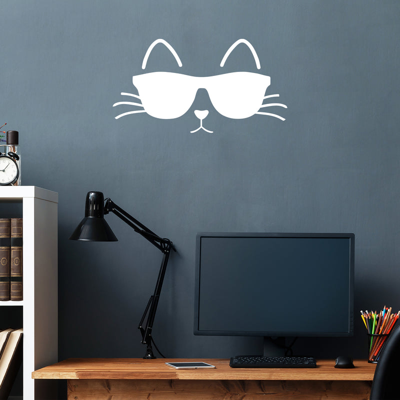 Vinyl Wall Art Decal - Cat Glasses - 14" x 26" - Modern Inspirational Cute Kitten Design Sticker For Home Vet Office Bedroom Living Room Pet Lovers Decor 2