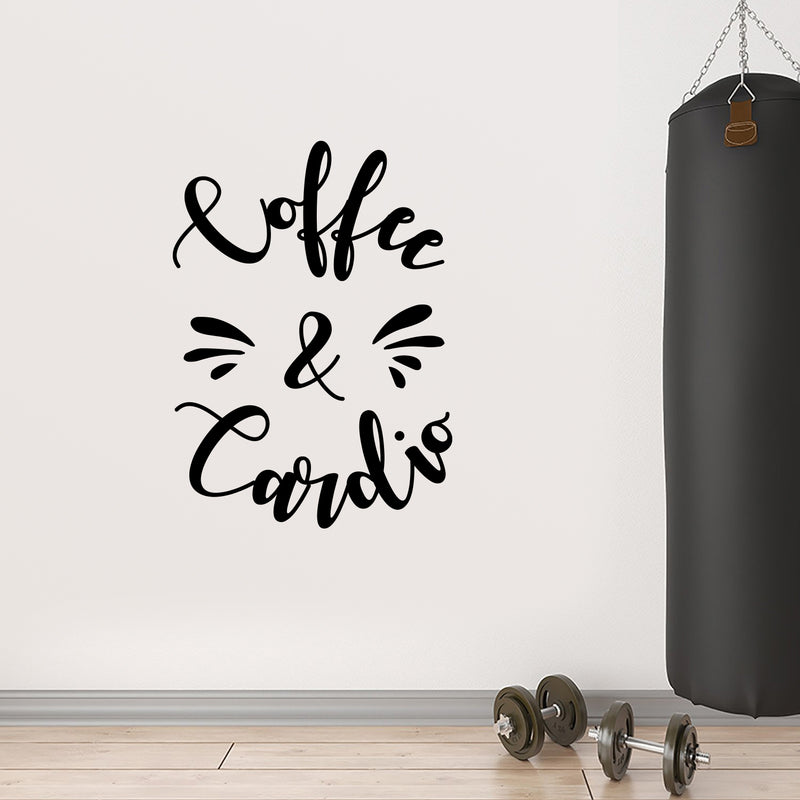 Vinyl Wall Art Decal - Coffee & Cardio - Modern Motivational Quote Sticker For Home Bedroom Exercise Work Office Gym Workout Room Coffee Shop Decor 2