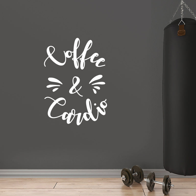 Vinyl Wall Art Decal - Coffee & Cardio - 21" x 15" - Modern Motivational Quote Sticker For Home Bedroom Exercise Work Office Gym Workout Room Coffee Shop Decor 2