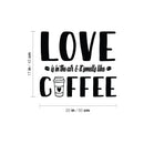 Vinyl Wall Art Decal - Love Is In The Air And Smells Like Coffee - Caffeine Lovers Quote Mug Design Sticker For Home Office Kitchenette Coffee Shop Storefront Decor 4