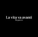 Vinyl Wall Art Decal - La Vita Va Avanti - 4" x 20" - Trendy Cute Inspirational French Words Quote Sticker For Home Office Bedroom Living Room Mirror Decor 1