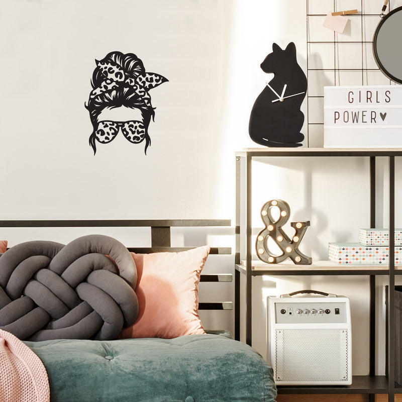 Vinyl Wall Art Decal - Woman With Aviator Glasses - Trendy Girl Face Shape Sticker Women Design For Home Bedroom Closet Beauty Hair Salon Store Decor 3