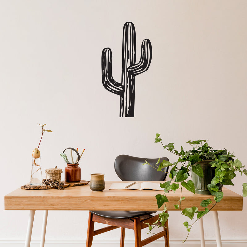 Vinyl Wall Art Decal - Cactus Shape - 17" X 32" - Desert Plants Trendy Nature Design For Cactus Lovers Home Office Living Room Bedroom Wildflowers Store Decor 2