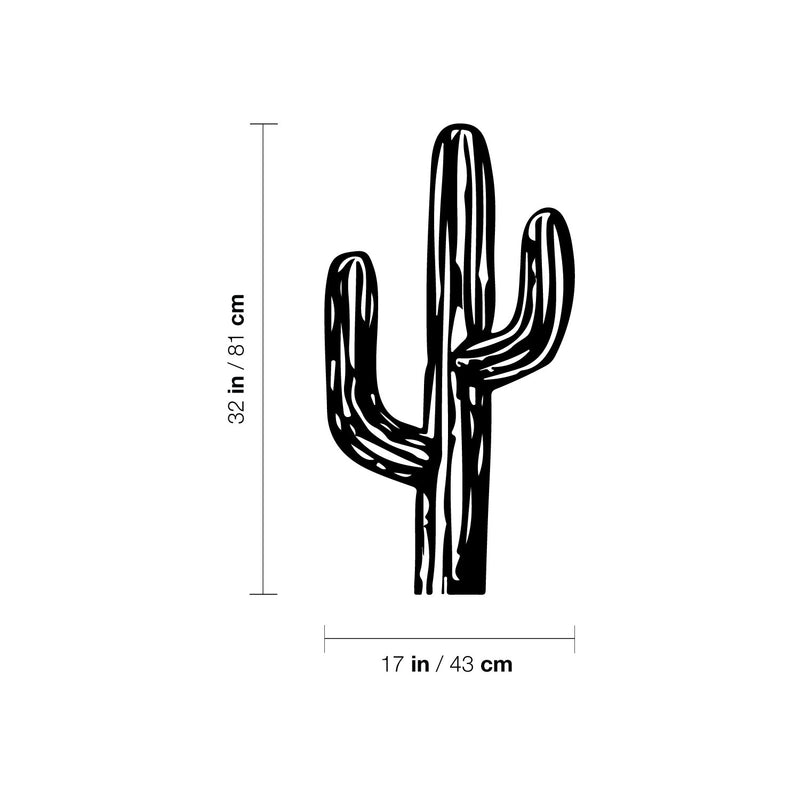 Vinyl Wall Art Decal - Cactus Shape - 17" X 32" - Desert Plants Trendy Nature Design For Cactus Lovers Home Office Living Room Bedroom Wildflowers Store Decor 4