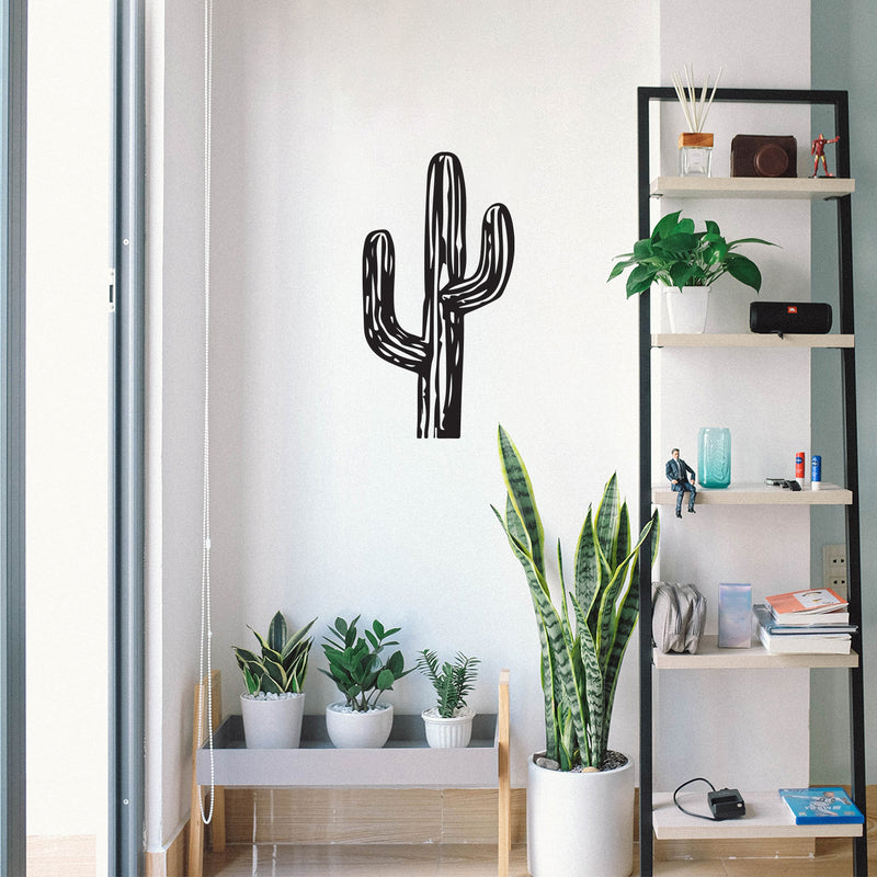 Vinyl Wall Art Decal - Cactus Shape - 17" X 32" - Desert Plants Trendy Nature Design For Cactus Lovers Home Office Living Room Bedroom Wildflowers Store Decor 3