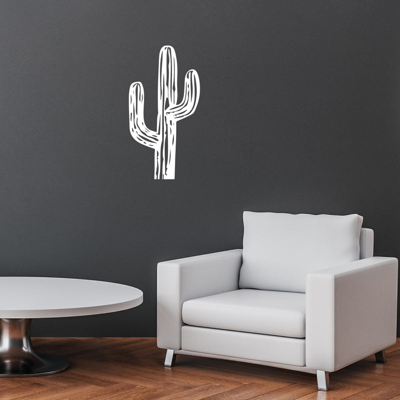 Vinyl Wall Art Decal - Cactus Shape - 17" X 32" - Desert Plants Trendy Nature Design For Cactus Lovers Home Office Living Room Bedroom Wildflowers Store Decor 3