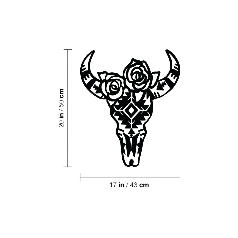 Vinyl Wall Art Decal - Cow Head Bone - Trendy Farm Animal Design For Home Office Living Room Kitchen Figures Country Style Flowers Shape Store Decor 4