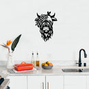 Vinyl Wall Art Decal - Highland Cow - Trendy Cute Farm Animal With Flowers Design For Home Office Living Room Kitchen Country Style Shape Store Decor 3