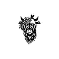 Vinyl Wall Art Decal - Highland Cow - Trendy Cute Farm Animal With Flowers Design For Home Office Living Room Kitchen Country Style Shape Store Decor 1