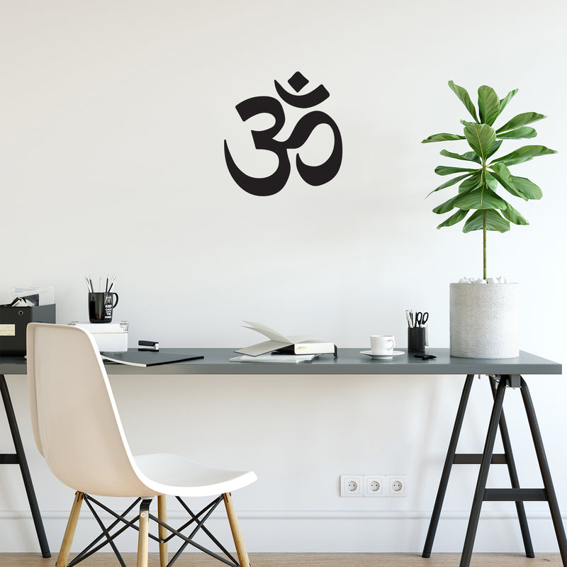 Vinyl Wall Art Decal - Ohm Symbol - Trendy Inspirational Quote Sticker Design For Yoga Class Home Bedroom Studio Namaste Meditation Store Decor 2