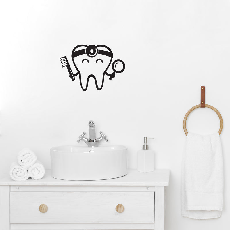 Vinyl Wall Art Decal - Cute Tooth - Modern Shape Dental Health Quote For Children Bathroom Home Montessori Bedroom iKids Room Dentist Office Decor 2