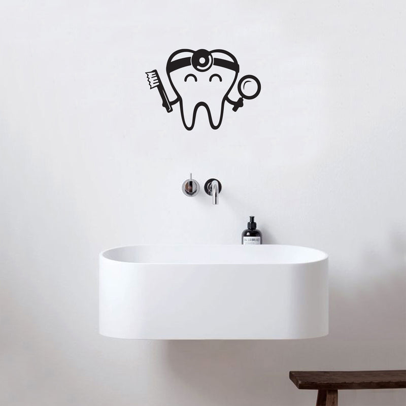 Vinyl Wall Art Decal - Cute Tooth - Modern Shape Dental Health Quote For Children Bathroom Home Montessori Bedroom iKids Room Dentist Office Decor 3