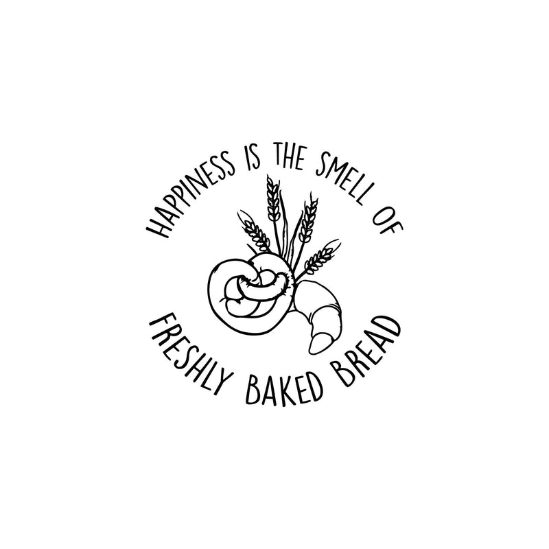 Vinyl Wall Art Decal - Happiness Is The Smell Of Freshly Baked Bread - 17. Modern Inspirational Funny Quote Sticker For Home Kitchen Restaurant Store Dining Room Decor 1
