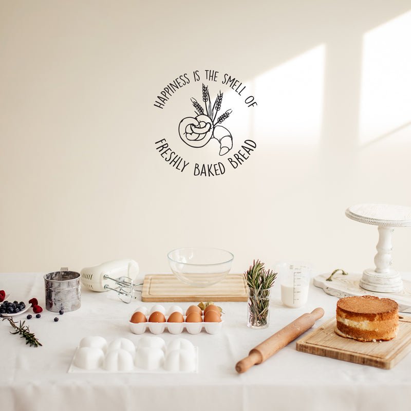 Vinyl Wall Art Decal - Happiness Is The Smell Of Freshly Baked Bread - 17. Modern Inspirational Funny Quote Sticker For Home Kitchen Restaurant Store Dining Room Decor 3