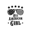 Vinyl Wall Art Decal - All American Girl - Trendy Modern Quote Glasses Silhouette Design Sticker For Home Office Bedroom Closet Mirror Living RoomDecor 1