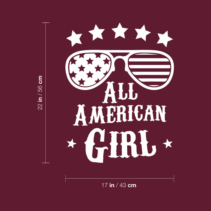 Vinyl Wall Art Decal - All American Girl - 22" x 17" - Trendy Modern Quote Glasses Silhouette Design Sticker For Home Office Bedroom Closet Mirror Living RoomDecor 4