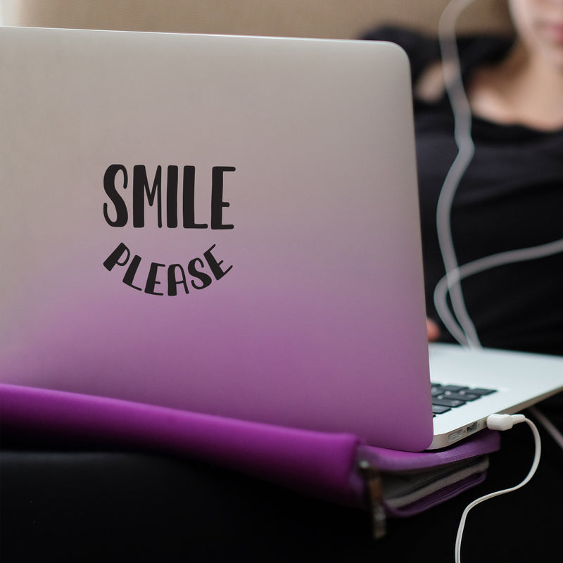 Vinyl Wall Art Decal - Smile Please - 4.5" x 5" - Modern Motivational Quote For Bedroom Mirror Notebooks Laptops Mugs Thermos Cars Window Bumper Sticker Windows Decor 3