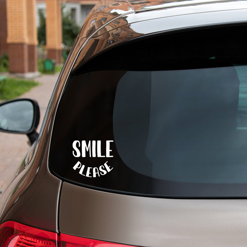 Vinyl Wall Art Decal - Smile Please - 4.5" x 5" - Modern Motivational Quote For Bedroom Mirror Notebooks Laptops Mugs Thermos Cars Window Bumper Sticker Windows Decor 2