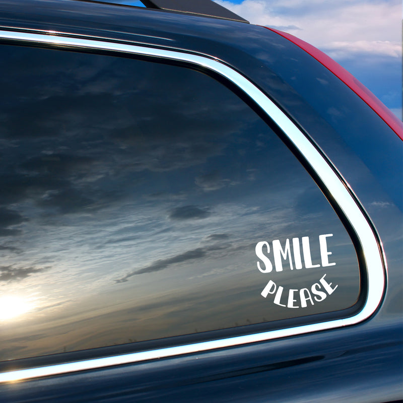 Vinyl Wall Art Decal - Smile Please - 4.5" x 5" - Modern Motivational Quote For Bedroom Mirror Notebooks Laptops Mugs Thermos Cars Window Bumper Sticker Windows Decor 3