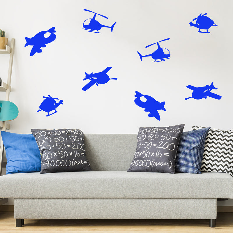 Vinyl Wall Art Decal - Airplanes Kids - 16.5" x 48" - Modern Inspiring Lovely Planes Deigns Sticker For Home Boys Room Toddlers Bedroom Nursery Playroom Kindergarten Daycare Fun Decor 2