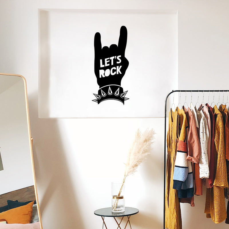 Vinyl Wall Art Decal - Let's Rock - 25" x 12" - Trendy Inspirational Hand Design Sticker For Teen Bedroom School Classroom Closet Mirror Kids Room Decor 3